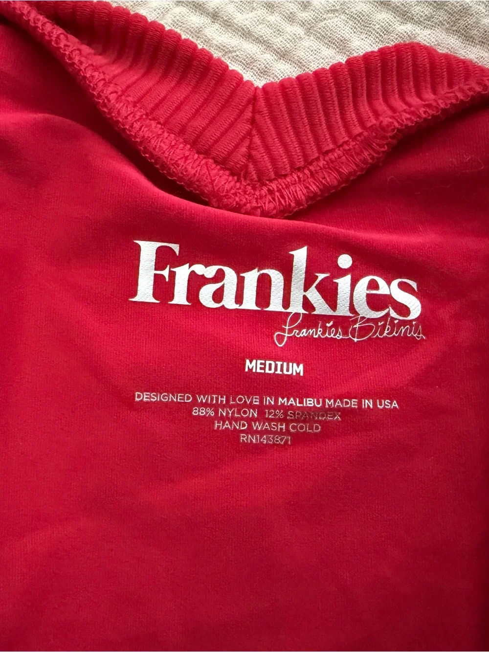 Frankie's Bikinis - Red Ribbed V Bikini Bottom